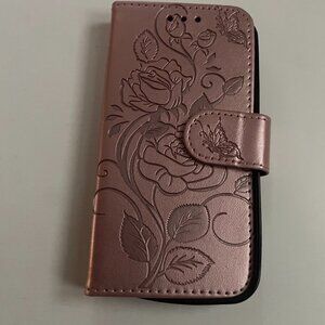 Rose Gold Floral Wallet Phone Case